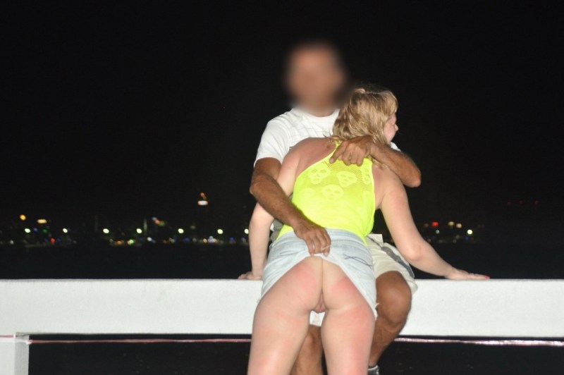 The girl lit the pubis