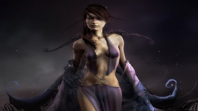 Anime girls on a dark background