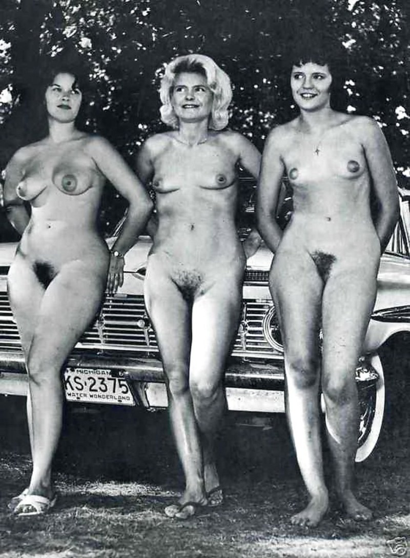 Retro nudists make love