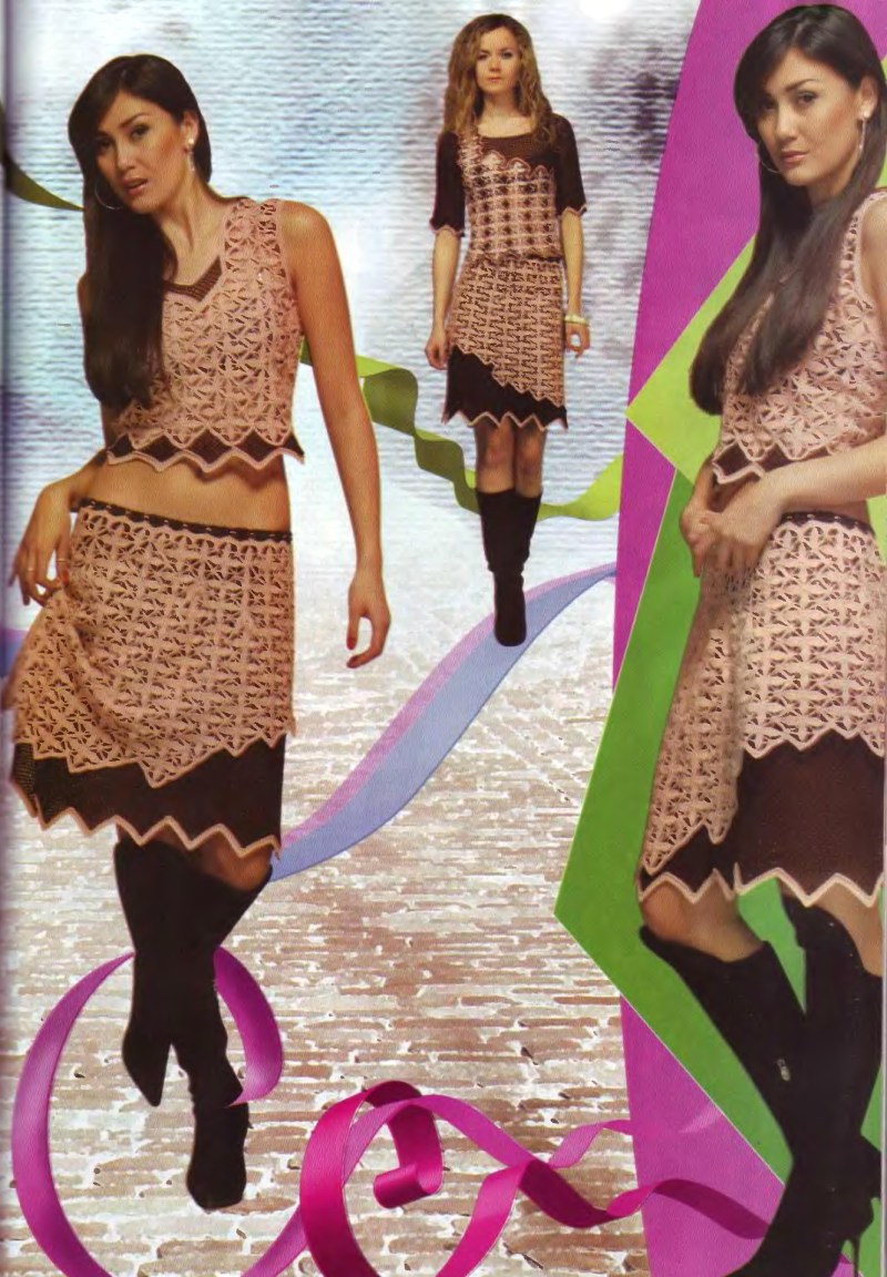 Schemes from a magazine for knitting a hollow of different years of release