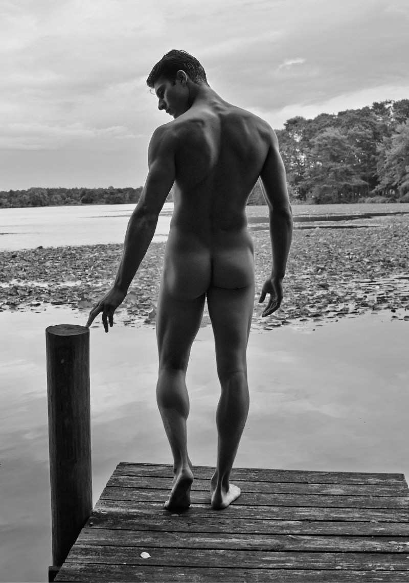 Men naked in nature