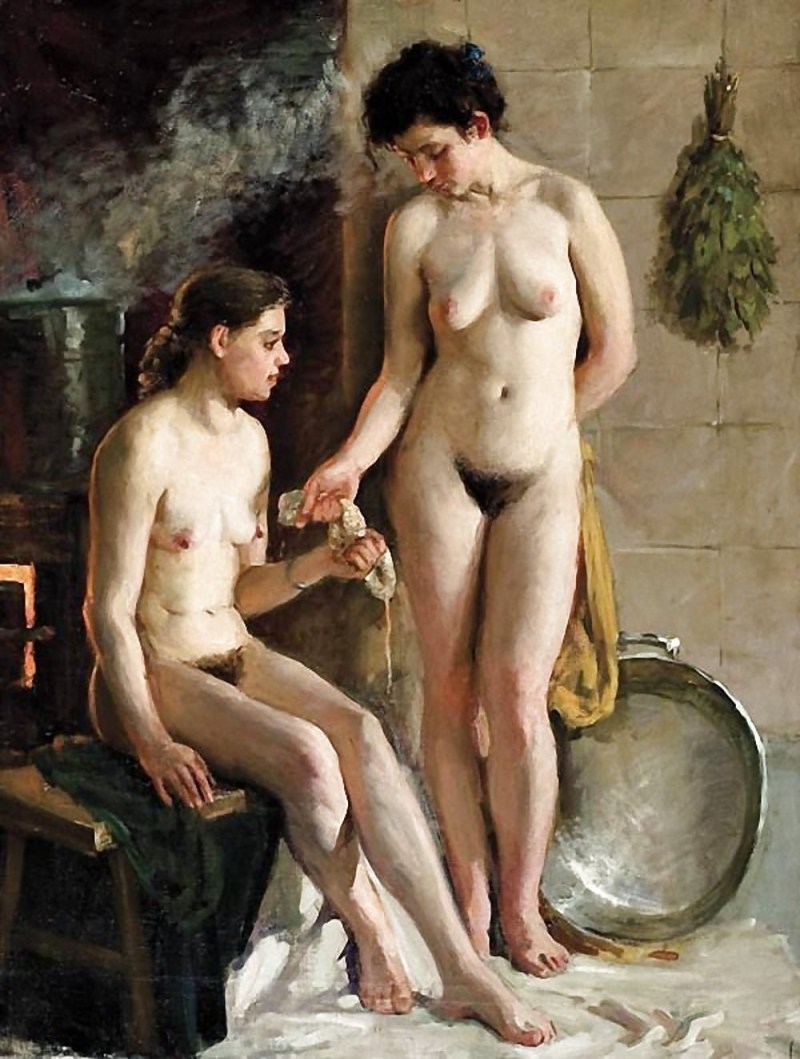 Naked Soviet women in the bathhouse