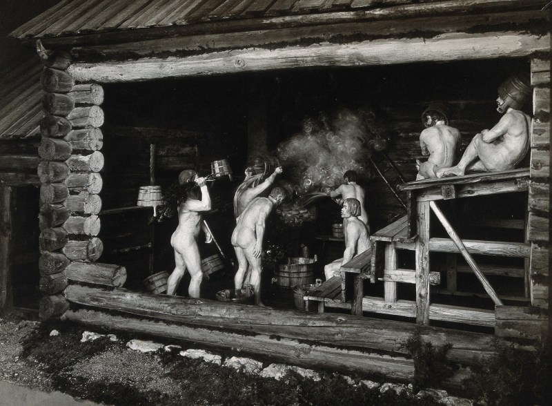 Naked women in the Soviet bathhouse