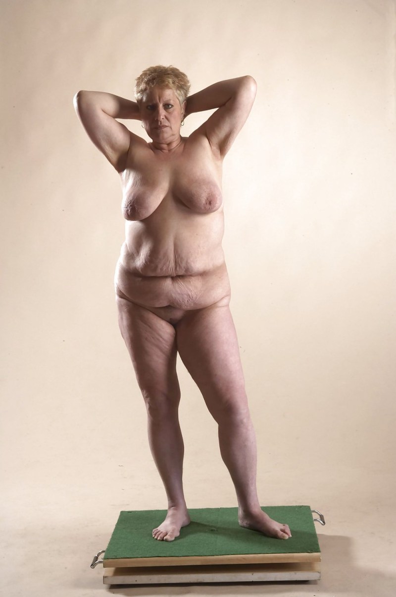 Naked elderly model