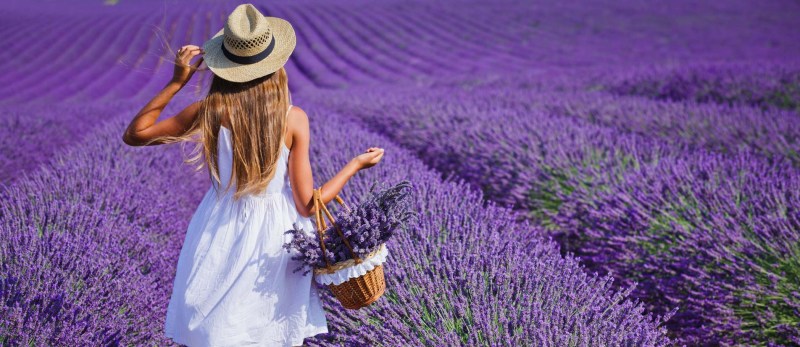 Photo naked woman in lavender