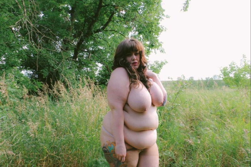 Naked fat old women in nature