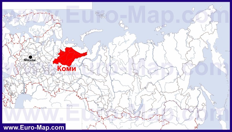 Republic of Komi Syktyvkar on the map of Russia