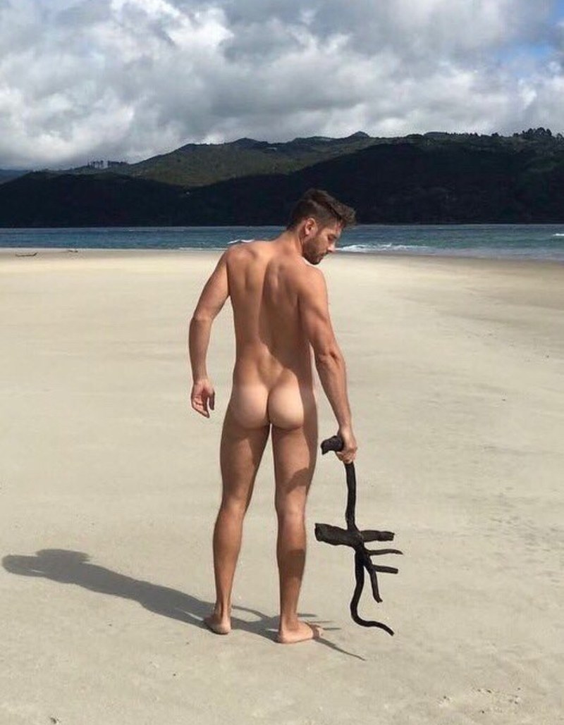 Men without panties on the beach with big