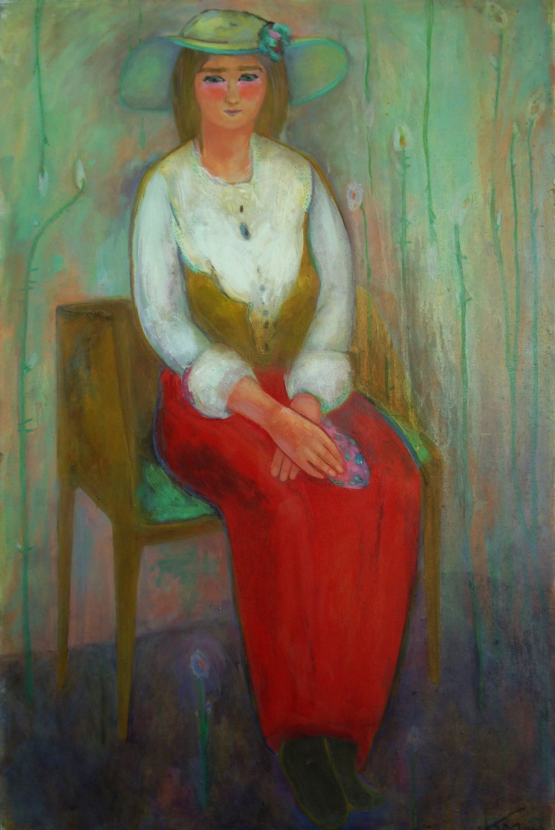 Naked women in a crab position