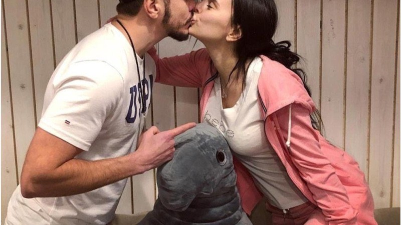 Victoria Romanets in stockings