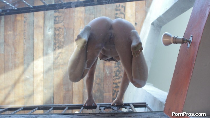 Pornstar on the balcony