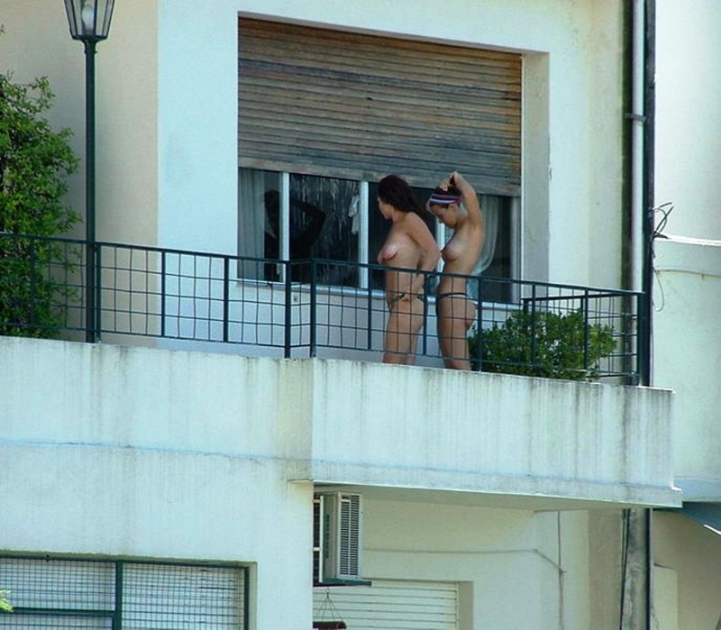 Private nude on the balcony of the hotel