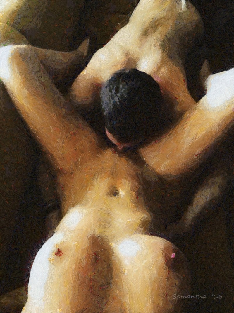 Lesbians caress the breasts to each other