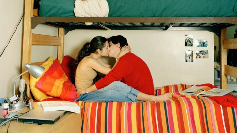 Naked in the room of the hostel