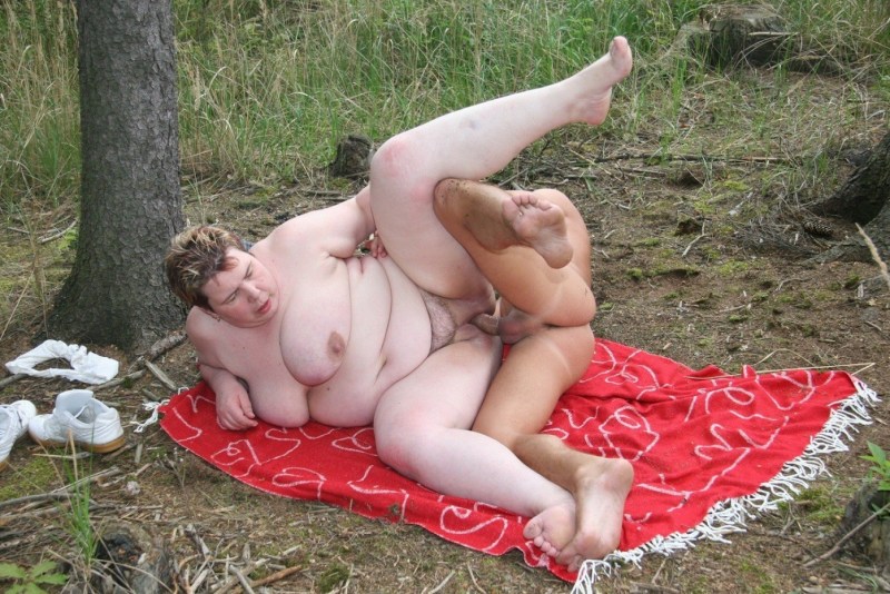 Naked fat women in nature