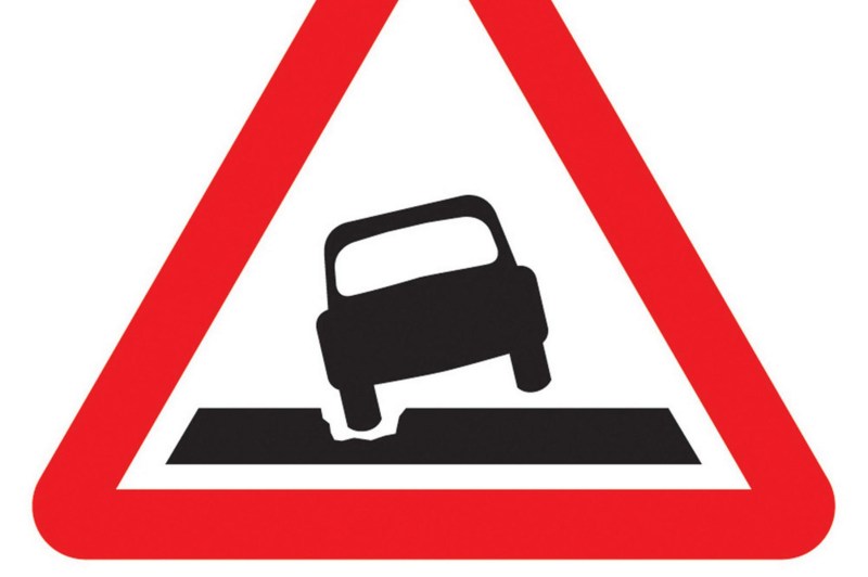 The sign is a dangerous roadside