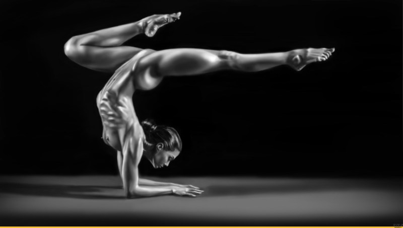 Naked athletes in poses