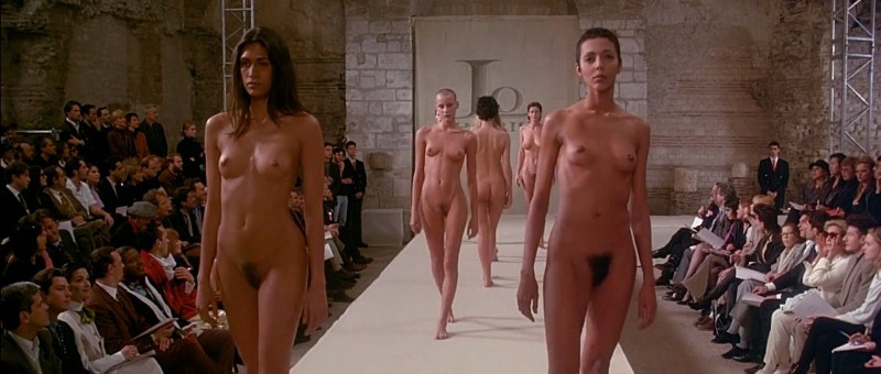 Naked fashion models on the catwalk
