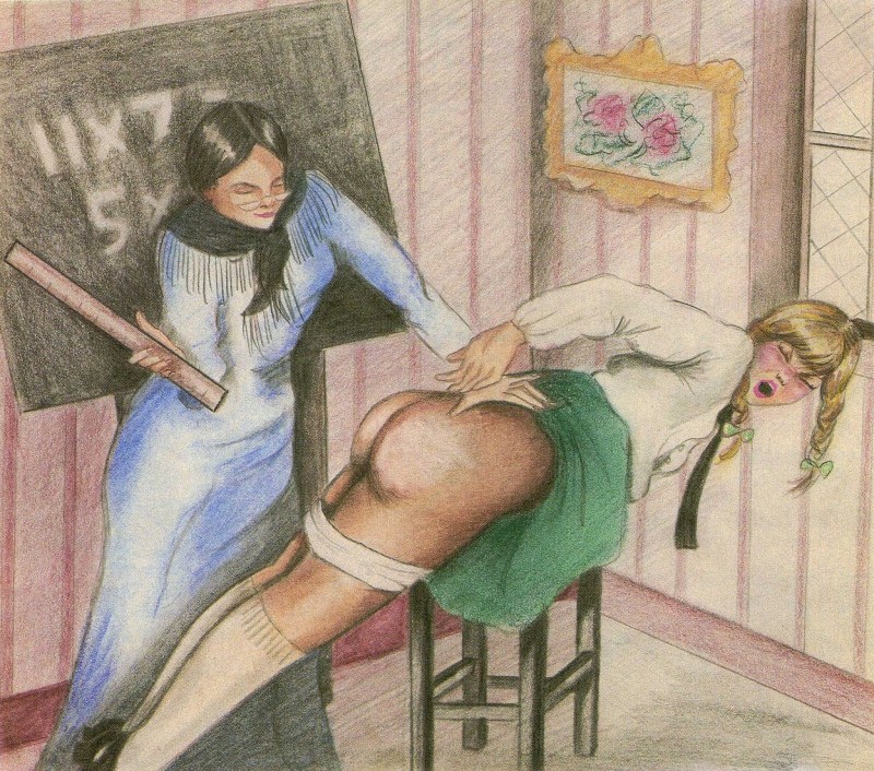 Flogging with rods of naked female asses