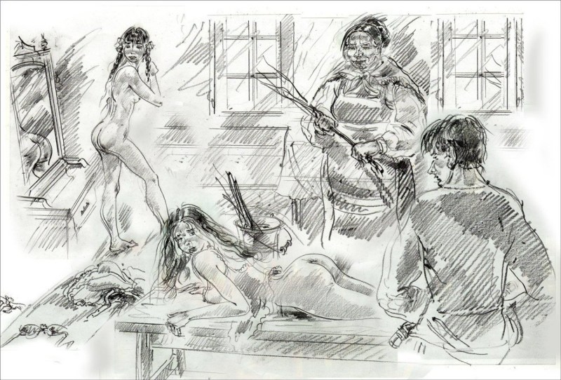 Erotic flogging of girls