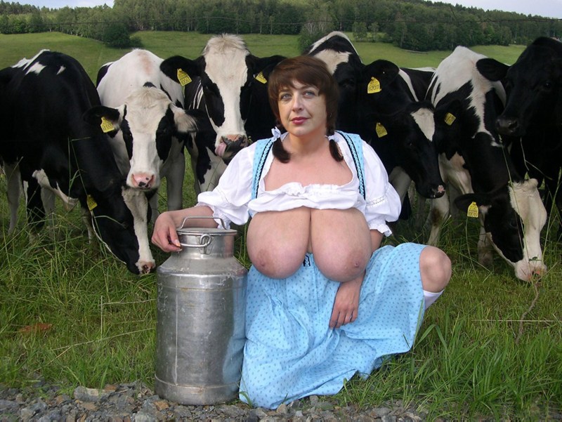 Photography of nude with cows