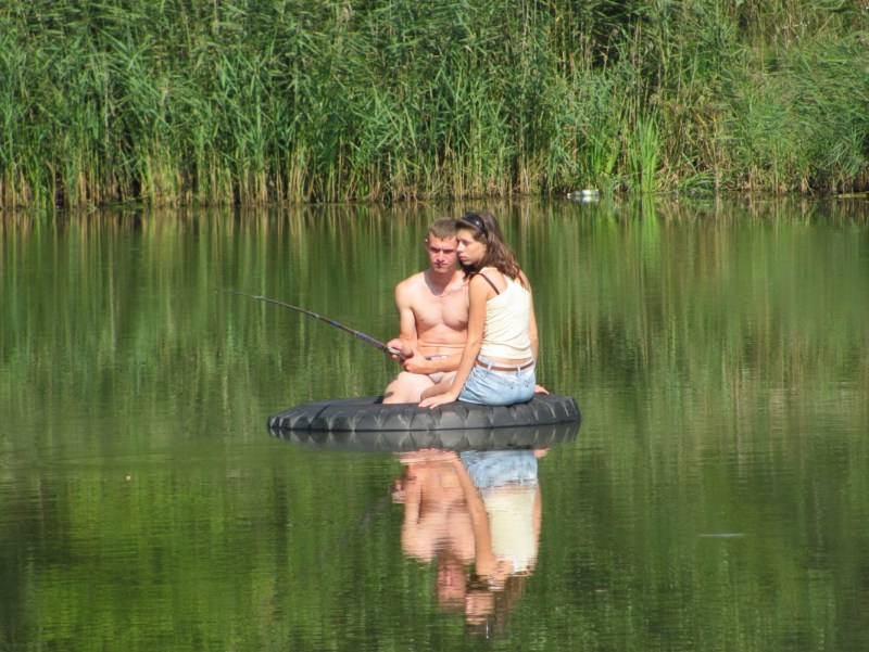 Naked girls on winter fishing