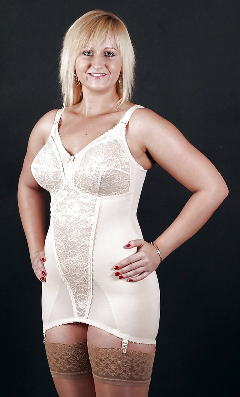 Girls in a bra and panties and stockings