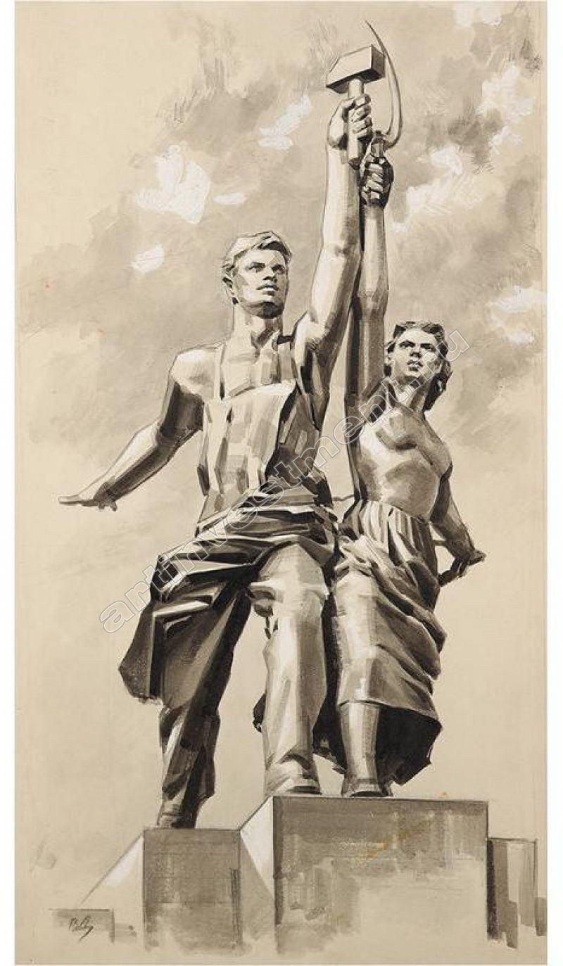 Monument to an employee and a collective farmer Vector