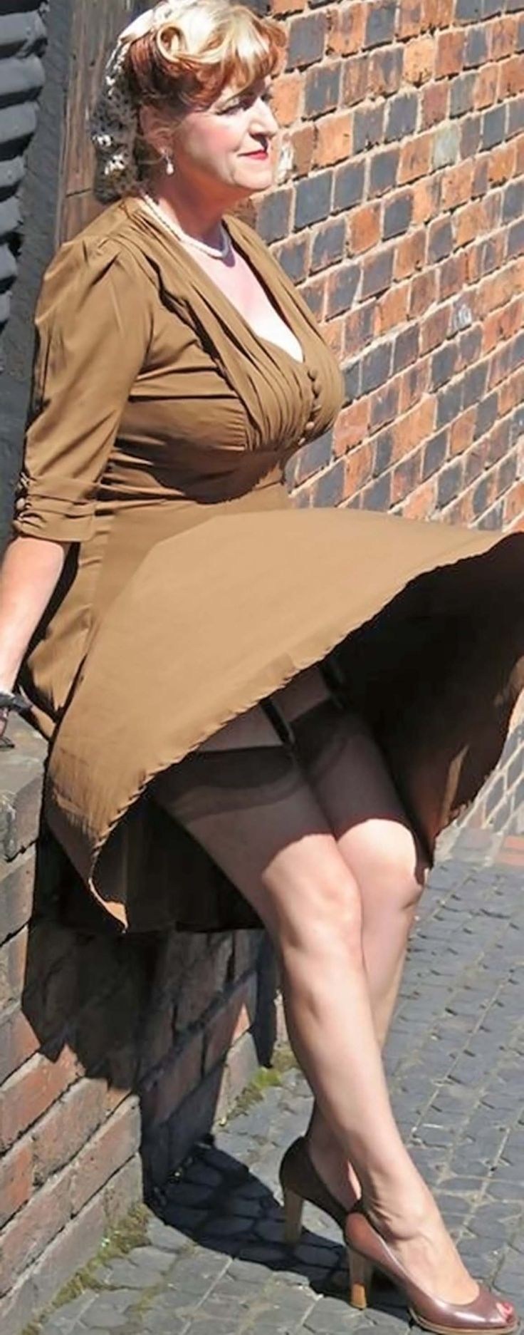 Under the skirt of an adult lady