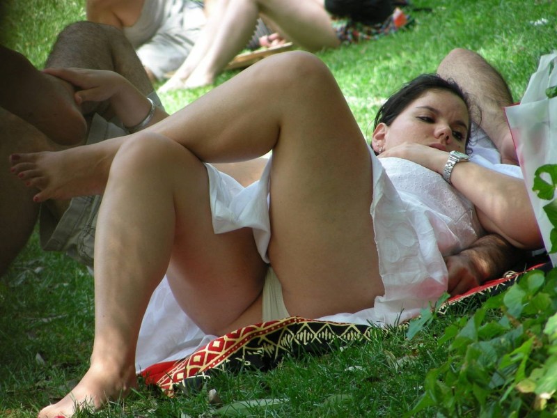 Women in cars without panties