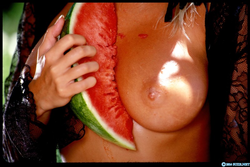 Large watermelons are undressed