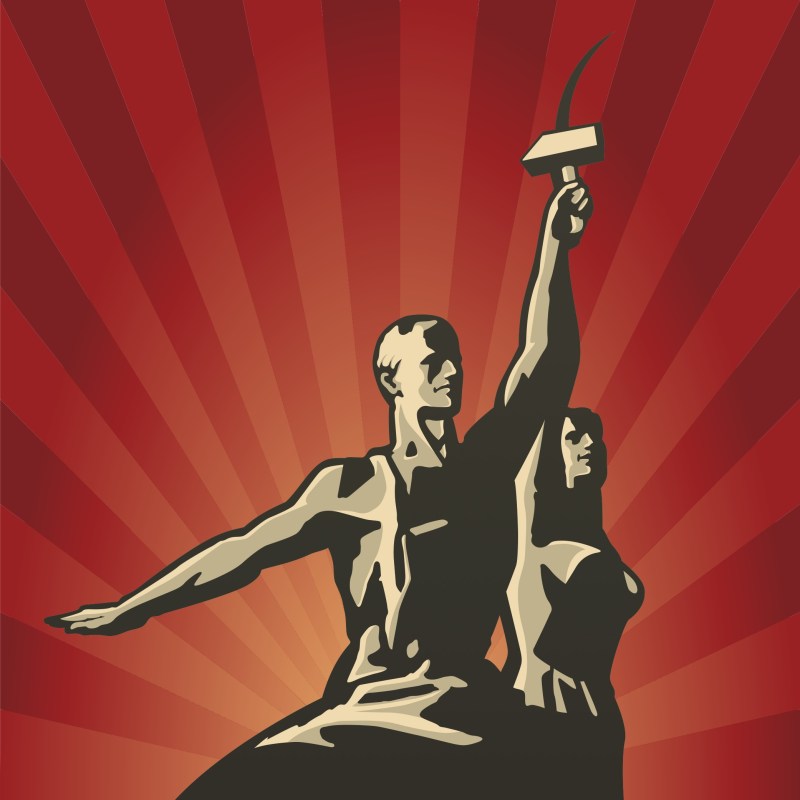 Poster with sickle and hammer