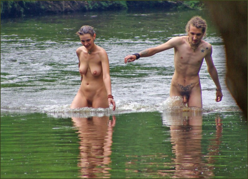 Bathing in the hole naked guys