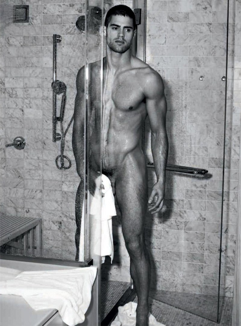 A guy with a huge member in the shower