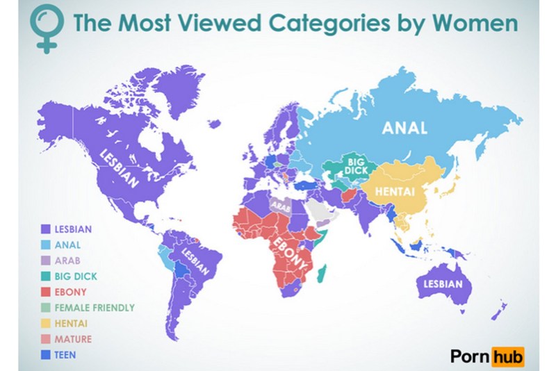 Map of the most popular porn sites