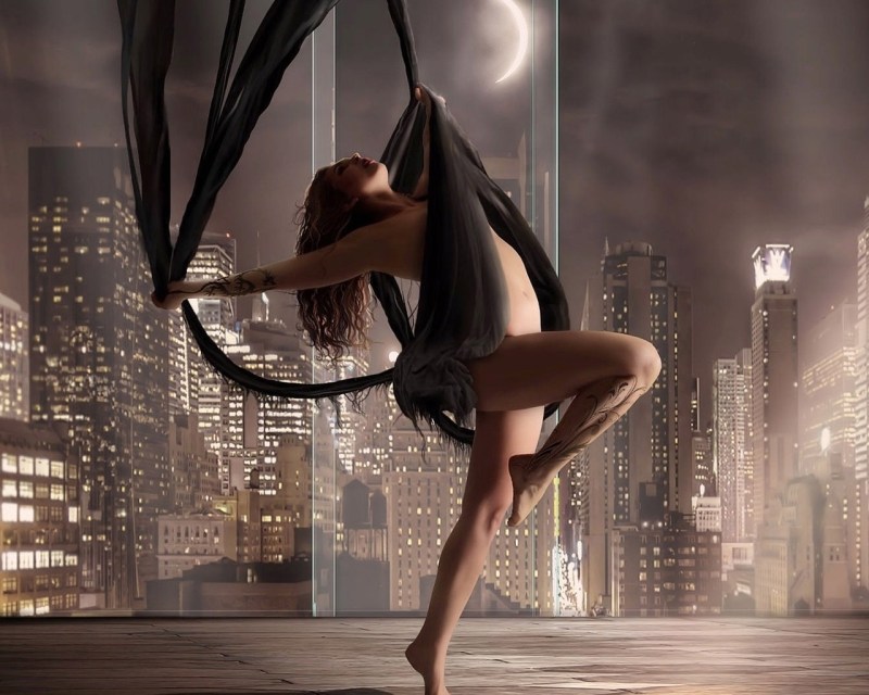 Girl dancing in the dark