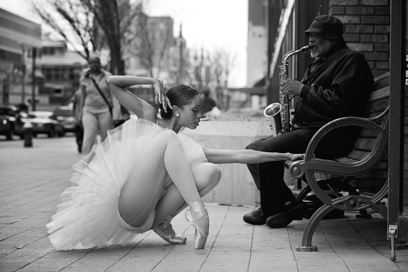 Dancing girl with a line