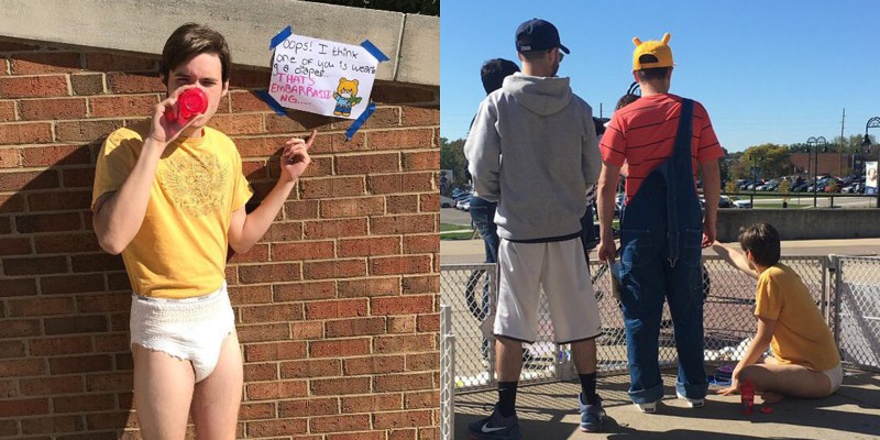 Girl only in a T -shirt