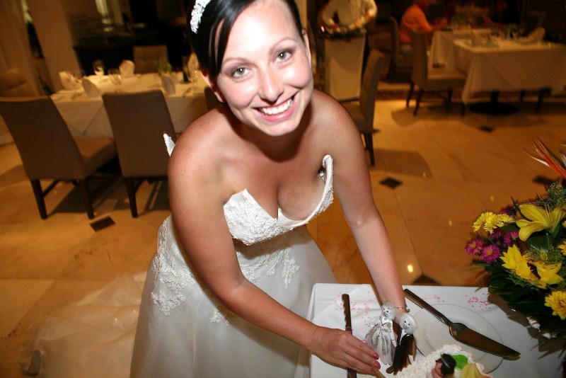 Brides with a large neckline