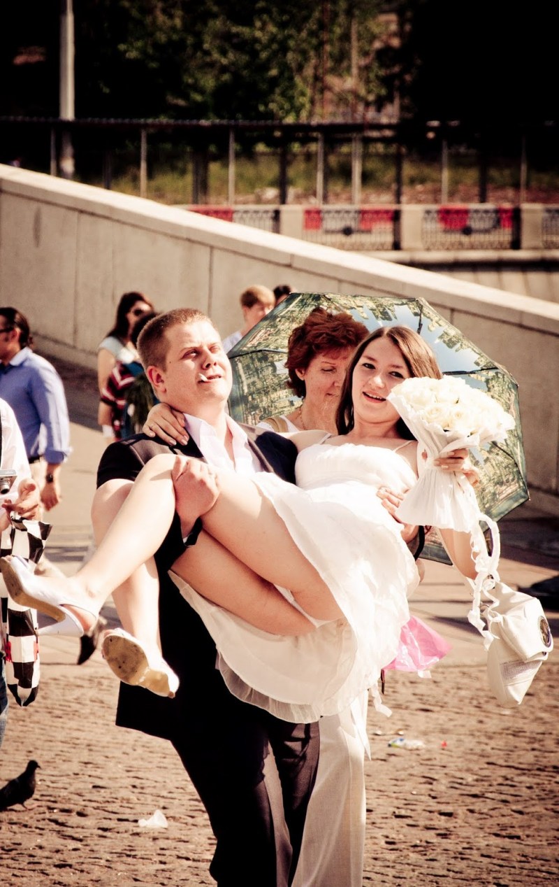 Lifting dresses at a wedding