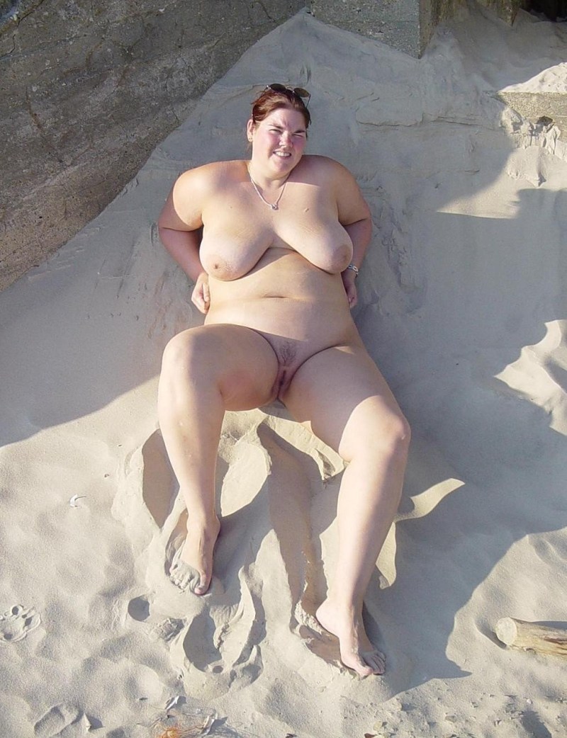 Fat Naked on a public beach