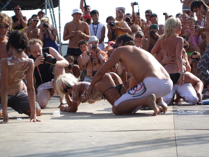 Debauchery at night on the beach