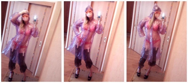 Nurse in a transparent suit