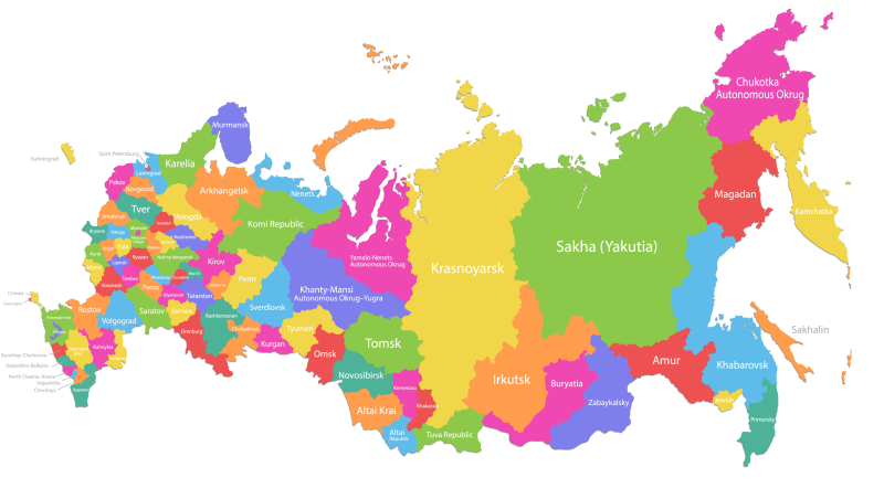Request map by regions of the Russian Federation