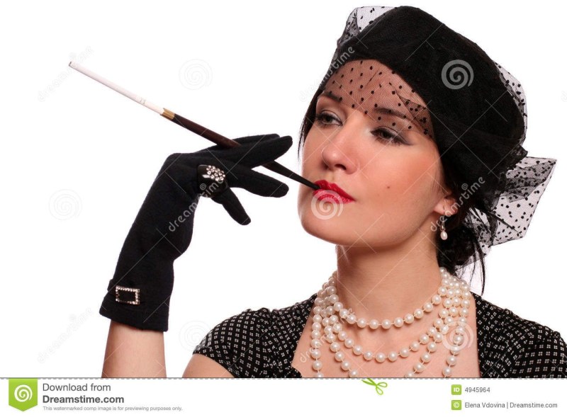 A woman with a long mouthpiece