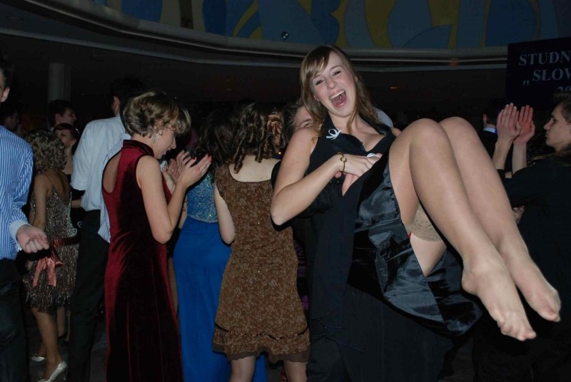 Without a dress at a corporate party private