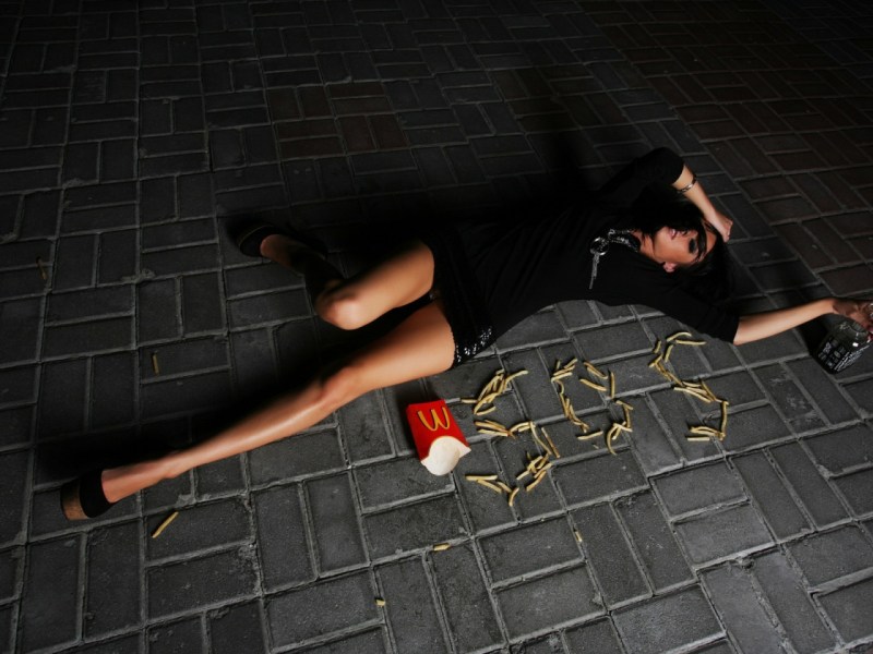 Drunk girl in a dress