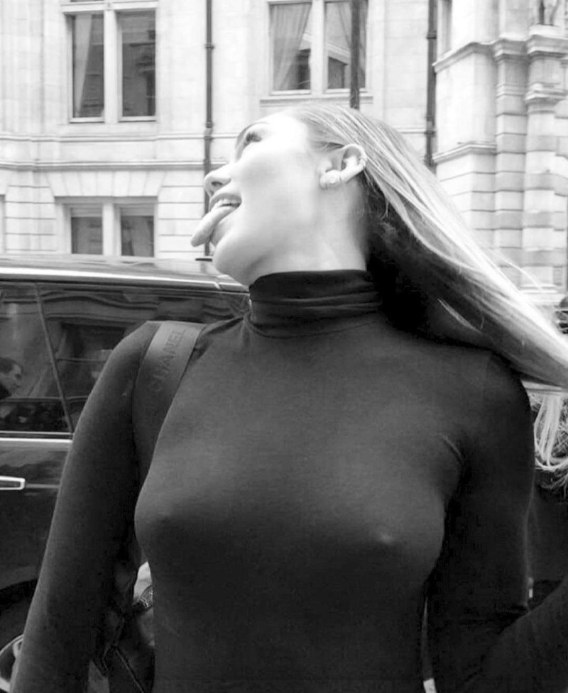 Girl 18 years old without a bodice