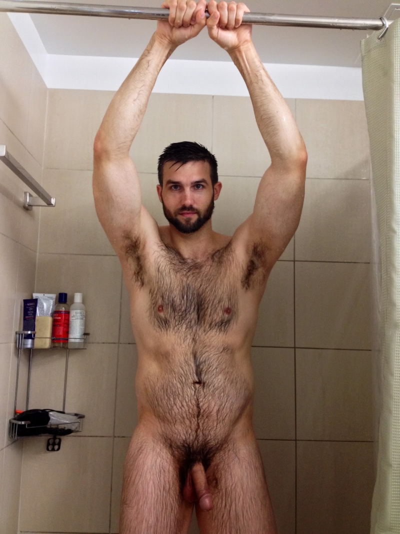 Naked hairy guys in the bath