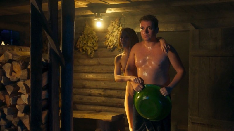 Absolutely naked artist Lyubov Aksenova